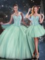Low Price Floor Length Ball Gowns Sleeveless Turquoise Sweet 16 Dresses Lace Up