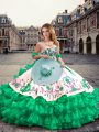 Traditional Sweetheart Sleeveless Organza and Taffeta Quinceanera Gown Embroidery and Ruffled Layers Lace Up