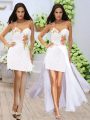 Custom Design White One Shoulder Neckline Appliques Prom Gown Sleeveless Zipper