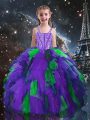 Discount Eggplant Purple Straps Lace Up Beading and Ruffles Custom Made Pageant Dress Sleeveless
