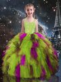 Adorable Yellow Green Sleeveless Tulle Lace Up Pageant Dress Womens for Quinceanera and Wedding Party