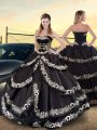 Dramatic Floor Length Ball Gowns Sleeveless Black Vestidos de Quinceanera Lace Up