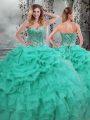 Organza Sleeveless Floor Length Sweet 16 Quinceanera Dress and Beading and Ruffles