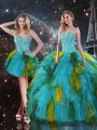 Affordable Multi-color Sleeveless Beading and Ruffles Floor Length Quinceanera Gowns