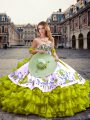 Olive Green Sweetheart Lace Up Embroidery and Ruffled Layers Sweet 16 Quinceanera Dress Sleeveless