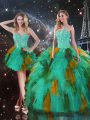 Wonderful Multi-color Tulle Lace Up Sweetheart Sleeveless Floor Length Quinceanera Gown Ruffles