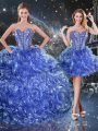 High Class Sleeveless Lace Up Floor Length Beading and Ruffles Sweet 16 Quinceanera Dress