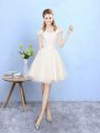 Tulle Off The Shoulder Cap Sleeves Lace Up Lace Vestidos de Damas in Champagne