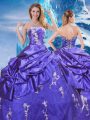 Sweet Purple Sleeveless Taffeta Zipper Quinceanera Dresses for Military Ball and Sweet 16 and Quinceanera