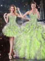 Exceptional Ball Gowns Sweetheart Sleeveless Organza Floor Length Lace Up Beading and Ruffles Sweet 16 Quinceanera Dress