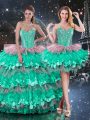 Fantastic Multi-color Sleeveless Organza Lace Up 15th Birthday Dress for Military Ball and Sweet 16 and Quinceanera