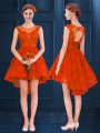 High Low Clasp Handle Dama Dress Rust Red for Prom and Party and Wedding Party with Lace