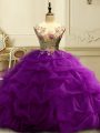 New Arrival Floor Length Ball Gowns Sleeveless Purple Quinceanera Dresses Lace Up