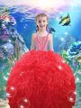 Best Selling Sleeveless Lace Up Floor Length Beading and Ruffles Little Girls Pageant Gowns