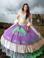 Best Selling Multi-color Sleeveless Brush Train Embroidery and Ruffled Layers 15th Birthday Dress
