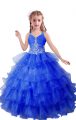 Sleeveless Beading and Ruffled Layers Zipper Glitz Pageant Dress