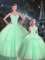 Simple Floor Length Apple Green 15 Quinceanera Dress Sweetheart Sleeveless Lace Up