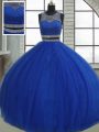 Scoop Sleeveless Tulle 15th Birthday Dress Beading and Sequins Clasp Handle