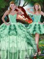 Beautiful Sweetheart Sleeveless Lace Up Sweet 16 Dresses Multi-color Organza