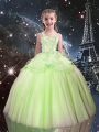 Sweet Beading Pageant Dress Womens Yellow Green Lace Up Sleeveless Floor Length