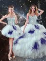 Sweet Sleeveless Beading and Ruffled Layers and Sequins Lace Up Quinceanera Dress