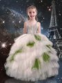 White Sleeveless Tulle Lace Up Little Girls Pageant Dress Wholesale for Quinceanera and Wedding Party