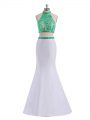 Hot Selling Floor Length White Womens Party Dresses Halter Top Sleeveless Criss Cross