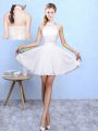 Traditional Lace Vestidos de Damas White Lace Up Sleeveless Knee Length