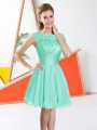 Turquoise Dama Dress for Quinceanera Prom and Party with Beading and Lace Bateau Sleeveless Backless