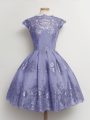 Lace Dama Dress Lavender Lace Up Cap Sleeves Knee Length