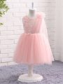 Lovely Knee Length A-line Sleeveless Baby Pink Kids Formal Wear Zipper