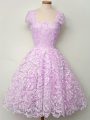 Lilac Lace Up Straps Lace Bridesmaids Dress Lace Sleeveless