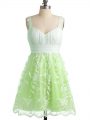 Knee Length Yellow Green Bridesmaid Dresses Straps Sleeveless Lace Up