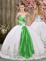 Organza Sleeveless Floor Length Quinceanera Dress and Embroidery and Belt