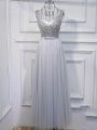 Grey Sleeveless Tulle Lace Up Prom Dress for Prom and Party and Sweet 16