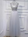 Grey Sleeveless Tulle Lace Up Prom Dress for Prom and Party and Sweet 16