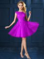 Best Tulle Cap Sleeves Knee Length Wedding Party Dress and Lace and Belt