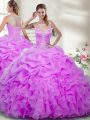 Beading and Ruffles Quinceanera Dress Lilac Zipper Sleeveless Floor Length