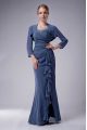 Blue Chiffon Zipper Straps Sleeveless Floor Length Mother Of The Bride Dress Beading