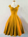 Sophisticated Mini Length Gold Bridesmaids Dress Taffeta Sleeveless Ruching