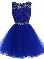 Glamorous Royal Blue Sleeveless Tulle Zipper Party Dress Wholesale for Prom and Party and Sweet 16