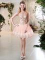 Pretty Sleeveless Lace Up Mini Length Beading and Lace and Appliques Homecoming Dress