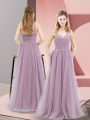 Halter Top Sleeveless Zipper Party Dresses Lilac Tulle