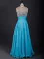 Captivating Baby Blue Lace Up Sweetheart Beading Homecoming Dress Chiffon Sleeveless