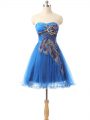 Eye-catching Tulle Sleeveless Mini Length Prom Evening Gown and Appliques