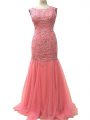 Sleeveless Zipper Floor Length Beading and Lace and Appliques Juniors Evening Dress