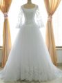 Most Popular Sleeveless Brush Train Lace and Appliques Zipper Wedding Gowns