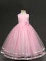 Sleeveless Hand Made Flower Zipper Little Girl Pageant Dress