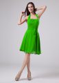 Elegant Empire Halter Top Sleeveless Chiffon Knee Length Zipper Ruching Mother Of The Bride Dress