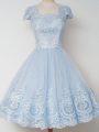 Cap Sleeves Lace Zipper Dama Dress for Quinceanera